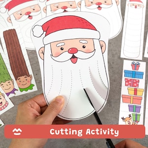 Santa’s Beard Cutting Activity - Christmas Worksheet, Cutting Scissor Skills Practice, Printable PDF