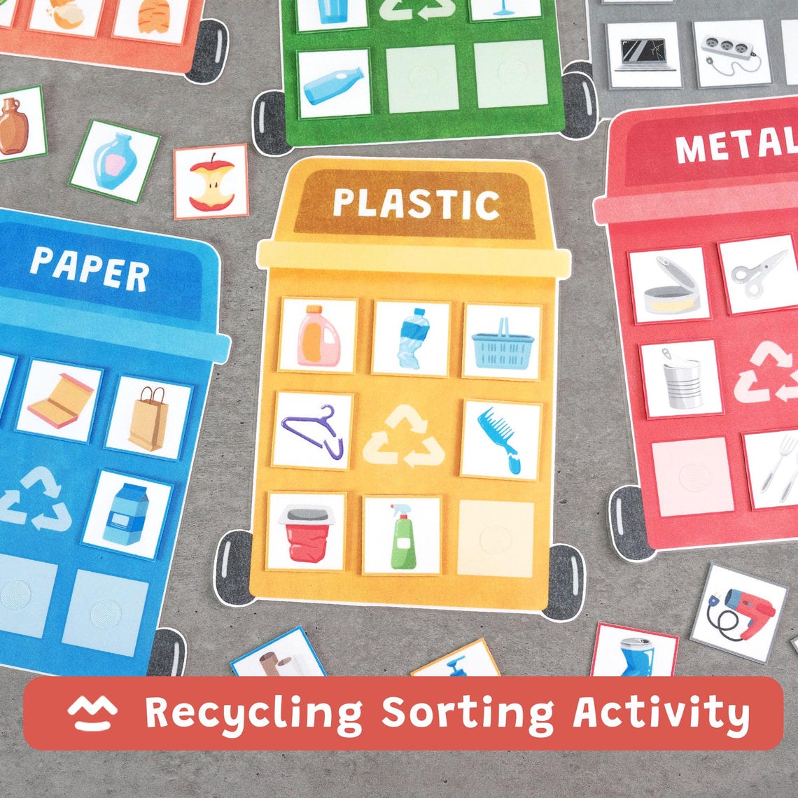 Recycling Sorting Activity, Earth Day Preschool Game, Waste Sorting ...