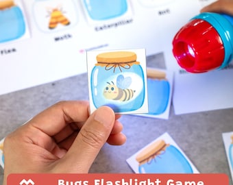 Bugs Taschenlampen-Spiel, Insekten Memory, Montessori inspiriert, printable PDF