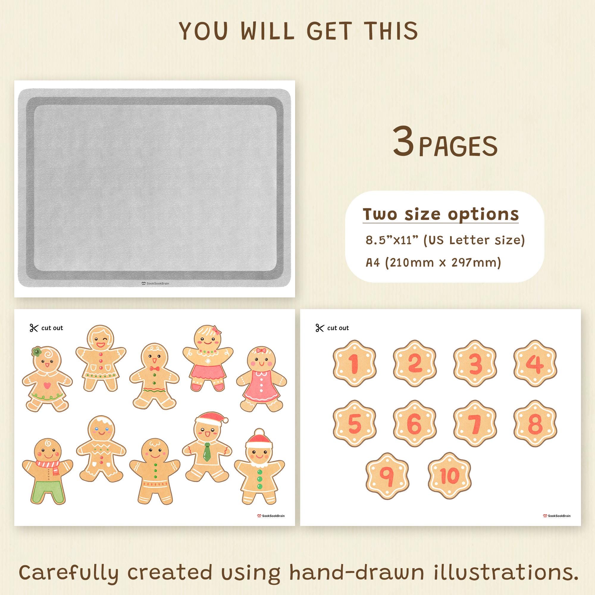 Gingerbread Counting Activity, Christmas Math Game, Preschoolers ...