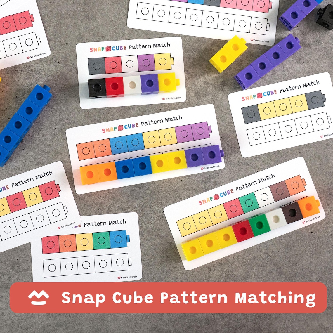 Snap Cube Pattern Matching Mats, Preschool Math Activity, Pre-k ...