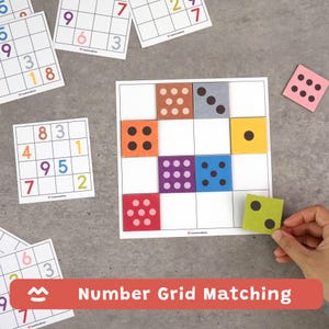 Number Grid Matching Game, Preschool Math, Number Recognition Activity, Montessori, Printable PDF