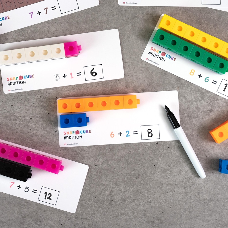 Snap Cube Addition Math Activity, Preschool, Kindergarten, Printable ...