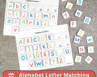 Alphabet Letter Matching Activity – ABC Learning Game, Montessori Printable, Printable PDF, Uppercase & Lowercase