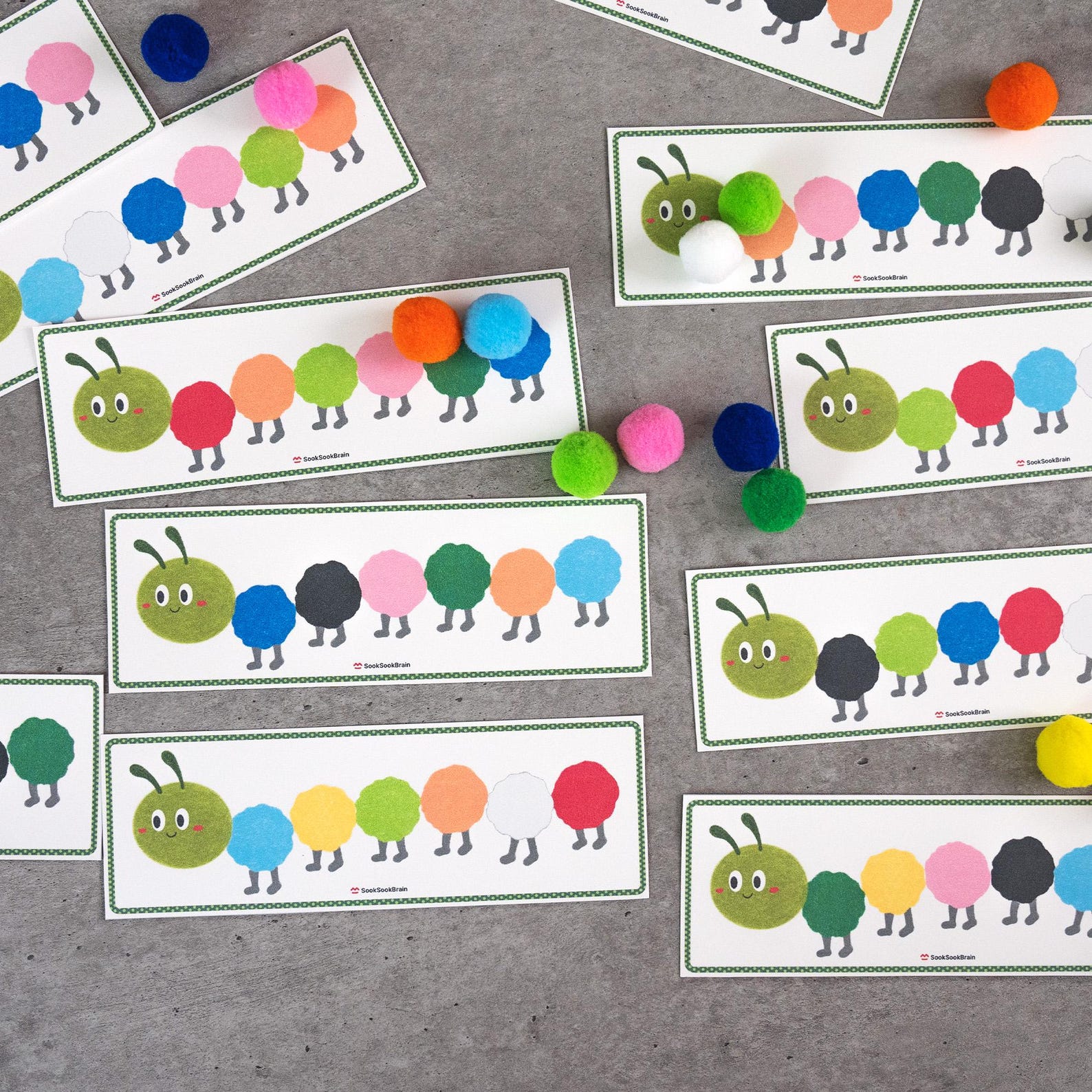 Caterpillar Pom Pom Color Matching Activity, Toddler Learning ...