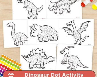 Dinosaur Dot Activity (Stickers and Markers) – Printable PDF, Preschool & Pre-K, Fine Motor Skills