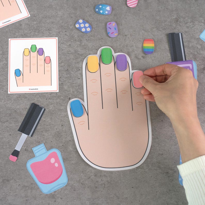 Nail Art Matching Activity, Nail Salon Game, Color & Pattern, Preschool Learning, Printable PDF image 3
