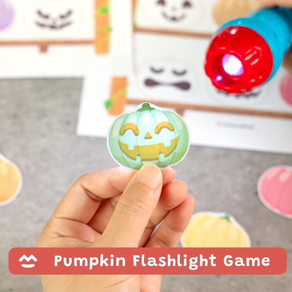Pumpkin Flashlight Game, Jack-o'-lantern Matching Activity, Preschool Halloween Printable