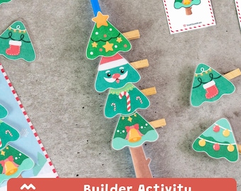 Christmas Tree Builder Activity, Printable PDF, Preschool & Pre-K, Fine Motor Skills