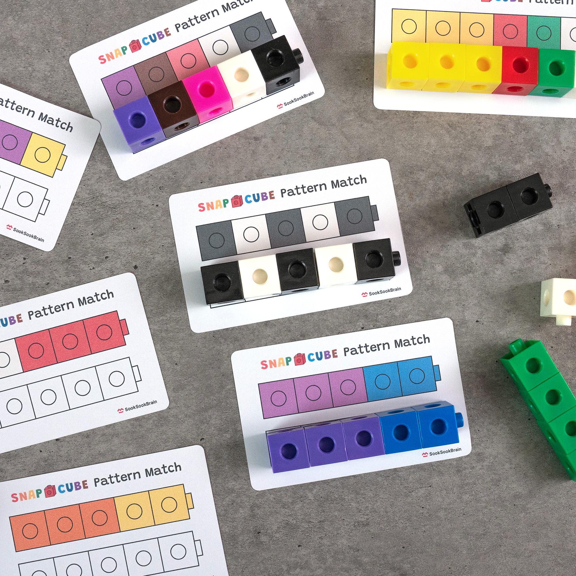 Snap Cube Pattern Matching Mats, Preschool Math Activity, Pre-k ...