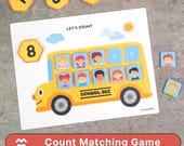 School Bus Counting Game – Montessori Math Activity, Number Recognition, Printable PDF, Preschool & Pre-K