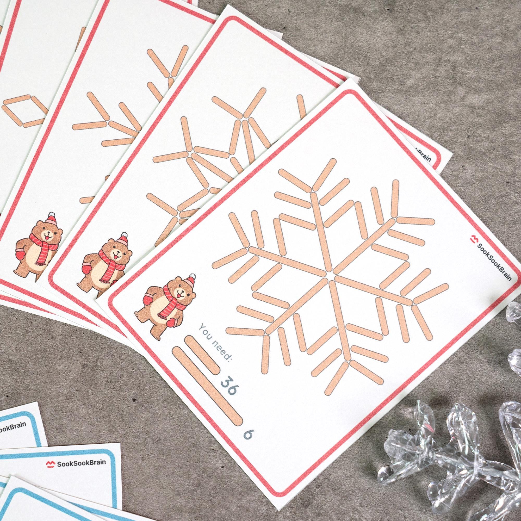 Snowflake Popsicle Stick Activity, Fine Motor Skills Game, Christmas ...