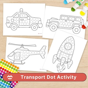 Transport Dot Activity (Stickers and Markers) – Printable PDF for Toddlers | Preschool & Pre-K | Fine Motor | Montessori | Homeschool Craft.