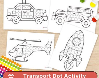 Transport Dot Activity(Stickers and Markers) – Printable PDF, Preschool & Toddlers, Fine Motor Skills, Montessori