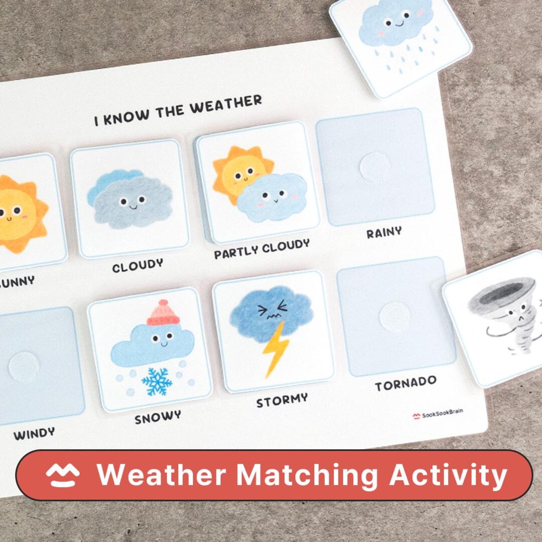 Weather Matching Game Printable – Toddler Learning Activity (digital ...