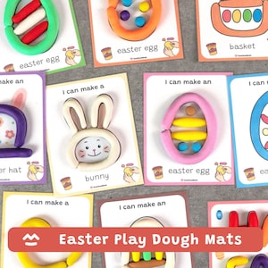 Easter Play Dough Mats, Montessori Learning, Playdough Activity, Fine Motor Skills, Printable PDF