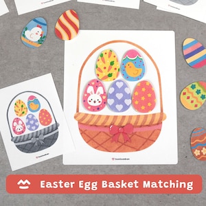 Easter Egg Basket Matching Game, Match Activity, Fine Motor Skills, Montessori, Printable PDF