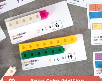 Snap Cube Addition Math Activity, Preschool, Kindergarten, Printable PDF
