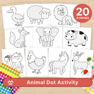 Animal Dot Activity (Stickers and Markers) - Printable PDF for Toddlers | Preschool & Pre-K | Fine Motor | Montessori | Homeschool Craft