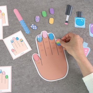 Nail Art Matching Activity, Nail Salon Game, Color & Pattern, Preschool Learning, Printable PDF image 4