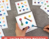Lacing Pattern Matching Activity, Fine Motor Skills, Preschool Montessori, Printable PDF