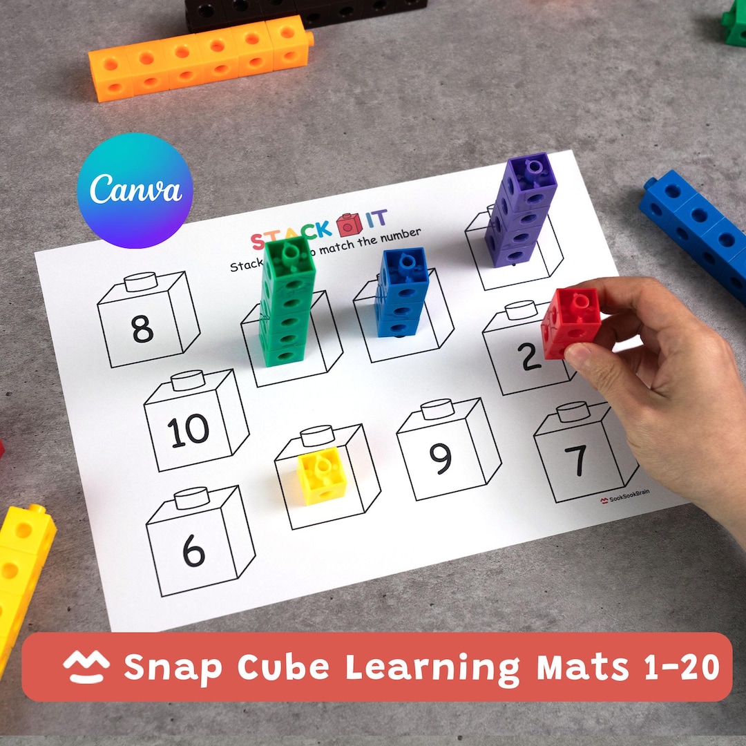 Snap Cube Counting Mats 1-20, Number Activity, Preschool Math, Pre-k ...