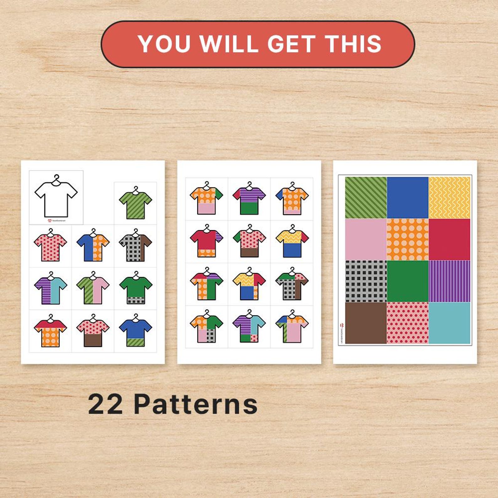 Find My Shirt Pattern Matching Game for Kids – Printable PDF, Color ...