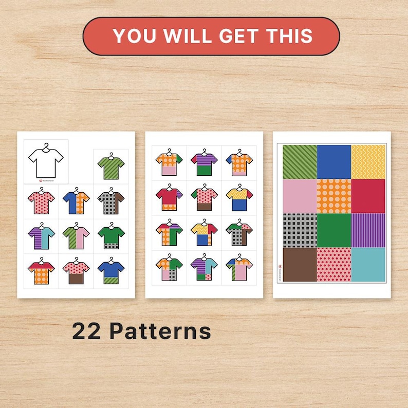 Find My Shirt Pattern Matching Game for Kids – Printable PDF, Color ...