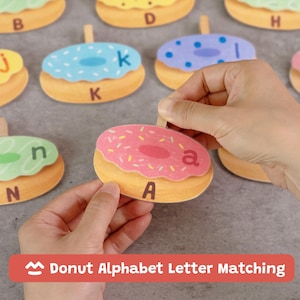 Donut Alphabet Letter Matching Game, Uppercase Lowercase Letters, Preschool Literacy Activity, Printable PDF