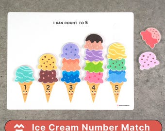 Ice Cream Number Match Game – Preschool Counting Activity (PDF)