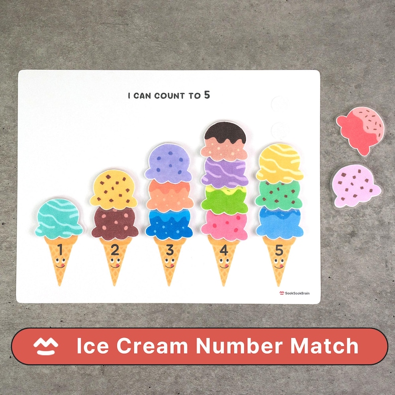 Ice Cream Number Match Game – Preschool Counting Activity (PDF) - Etsy