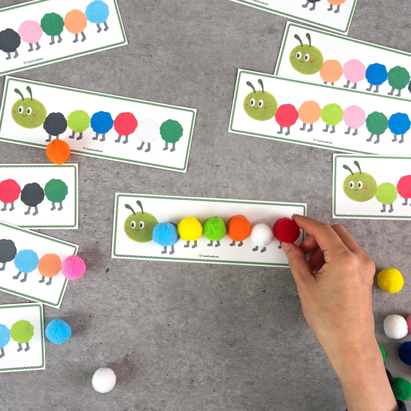 Caterpillar Pom Pom Color Matching Activity, Toddler Learning ...