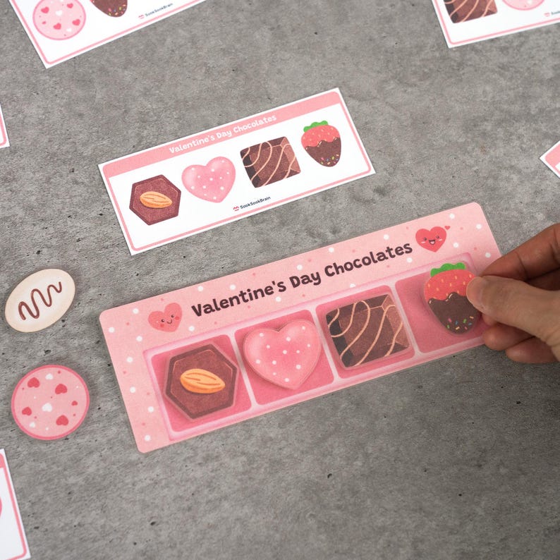Valentine’s Day Chocolates Builder Activity, Matching Game, Fine Motor ...