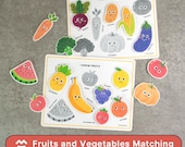 Fruits and Vegetables Matching Activity - Printable Preschool Game, Toddler Learning
