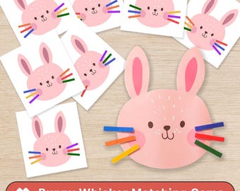 うさぎのひげマッチングゲーム - 細かい運動能力、色分け、幼稚園のアクティビティ、モンテッソーリ