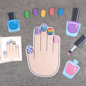 Nail Art Matching Activity, Nail Salon Game, Color & Pattern, Preschool Learning, Printable PDF image 5