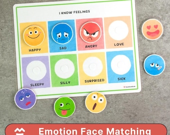 Emotion Face Matching Game - Printable PDF, Preschool Game, Toddler Learning, Montessori Activity