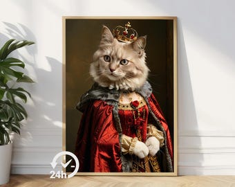 Custom Royal Pet Portrait, Renaissance Dog Painting, Portraits From Photo, Pet Lovers Gift, Regal Dog Portrait, Gift for Dog