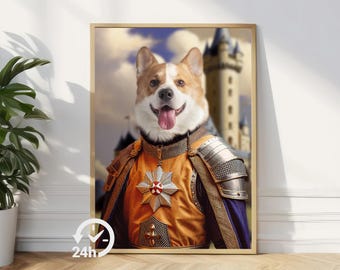 Custom Royal Pet Portrait, Renaissance Dog Painting, Portraits From Photo, Pet Lovers Gift, Regal Dog Portrait, Gift for Dog