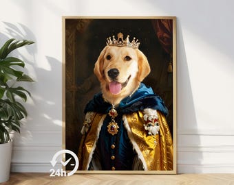 Custom Royal Pet Portrait, Renaissance Dog Painting, Portraits From Photo, Pet Lovers Gift, Regal Dog Portrait, Gift for Dog