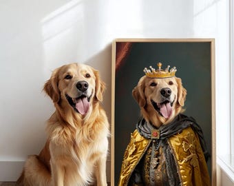 Custom Royal Pet Portrait, Renaissance Dog Painting, Portraits From Photo, Pet Lovers Gift, Regal Dog Portrait, Gift for Dog