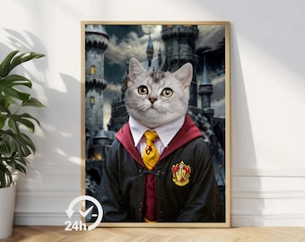 Custom Pet Portrait, Cat Portraits From Photo, Pet Lovers Gift, Gift for Dog, Funny Pet Painting, Royal Pet Portrait, Wall Art