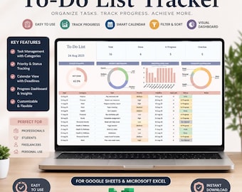 To Do List Tracker Template for Google Sheets & Excel | Smart Task ...