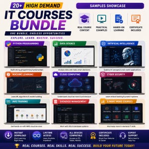 Offre groupée de cours d'informatique | Plus de 20 cours techniques | Python AI Science des données AWS Cloud Computing Cybersécurité Téléchargement instantané image 4