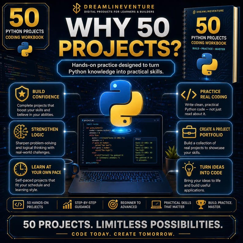 Kodningsarbetsbok för 50 Python-projekt | Python-programmeringsprojekt | Kodningsarbetsbok för nybörjare | Praktisk Python-övning | Kodnings-PDF bild 6