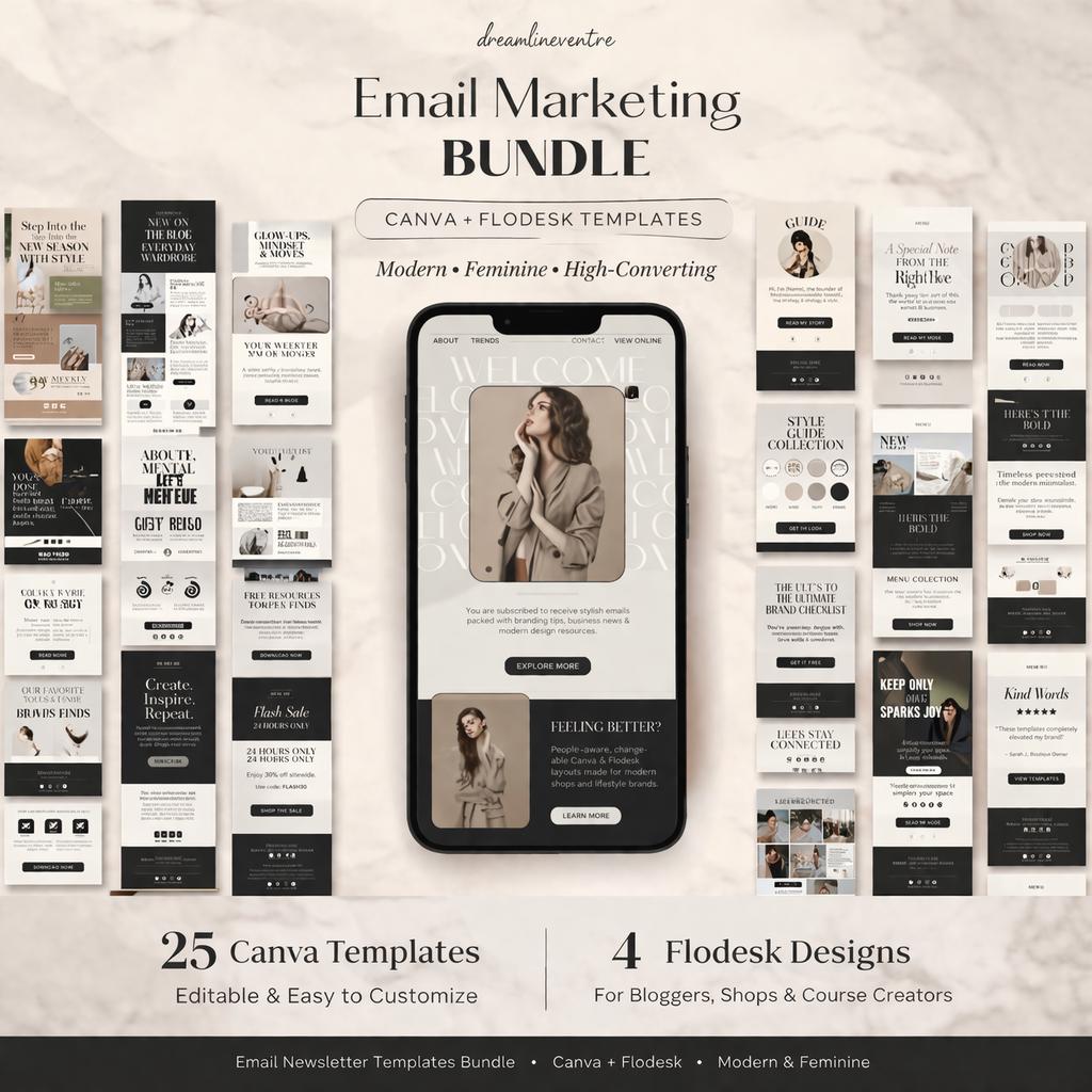 Minimalist Email Newsletter Templates Bundle (canva, Flodesk) - Etsy