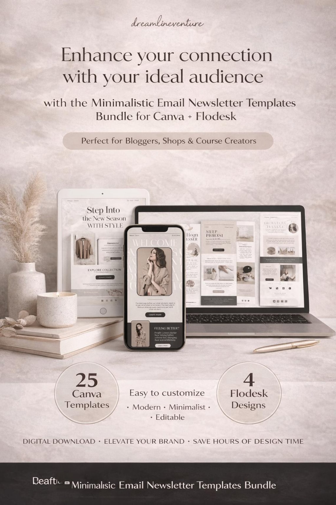 Minimalist Email Newsletter Templates Bundle (canva, Flodesk) - Etsy