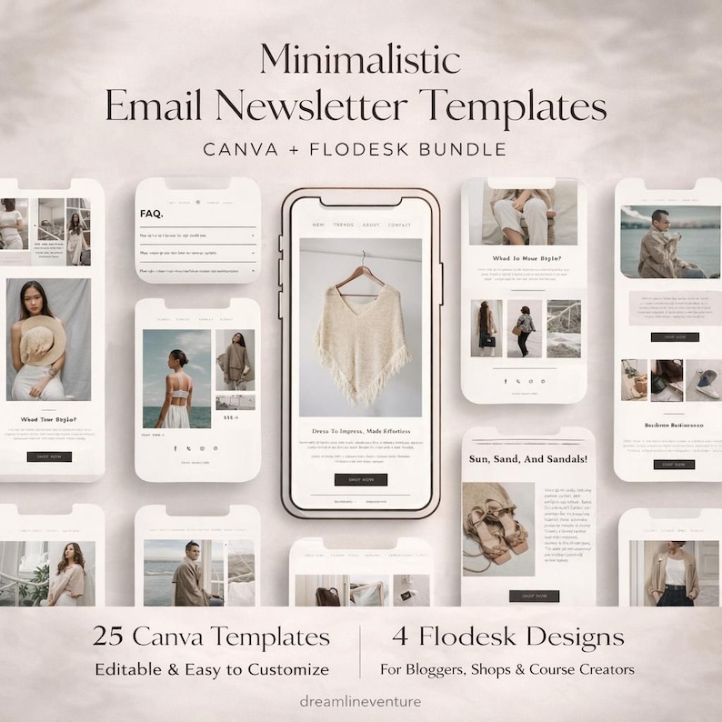 Minimalist Email Newsletter Templates Bundle (canva, Flodesk) - Etsy