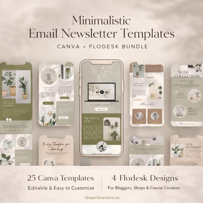 Minimalist Email Newsletter Templates Bundle (canva, Flodesk) - Etsy
