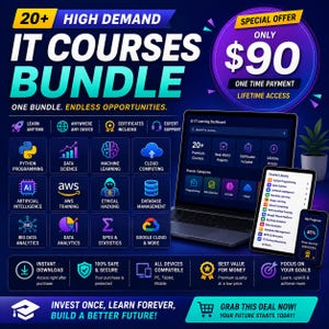 Offre groupée de cours d'informatique | Plus de 20 cours techniques | Python AI Science des données AWS Cloud Computing Cybersécurité Téléchargement instantané image 2